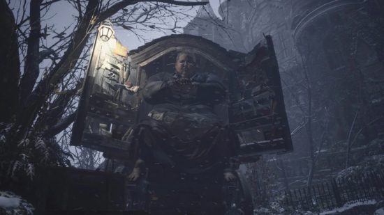 Personajes de Resident Evil Village: el duque en su carruaje en la nieve